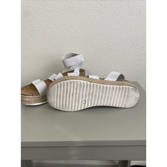 Steven Madden White Platform Espadrille Sandals Ankle Strap Summer Platforms 10M - Picture 3 of 8